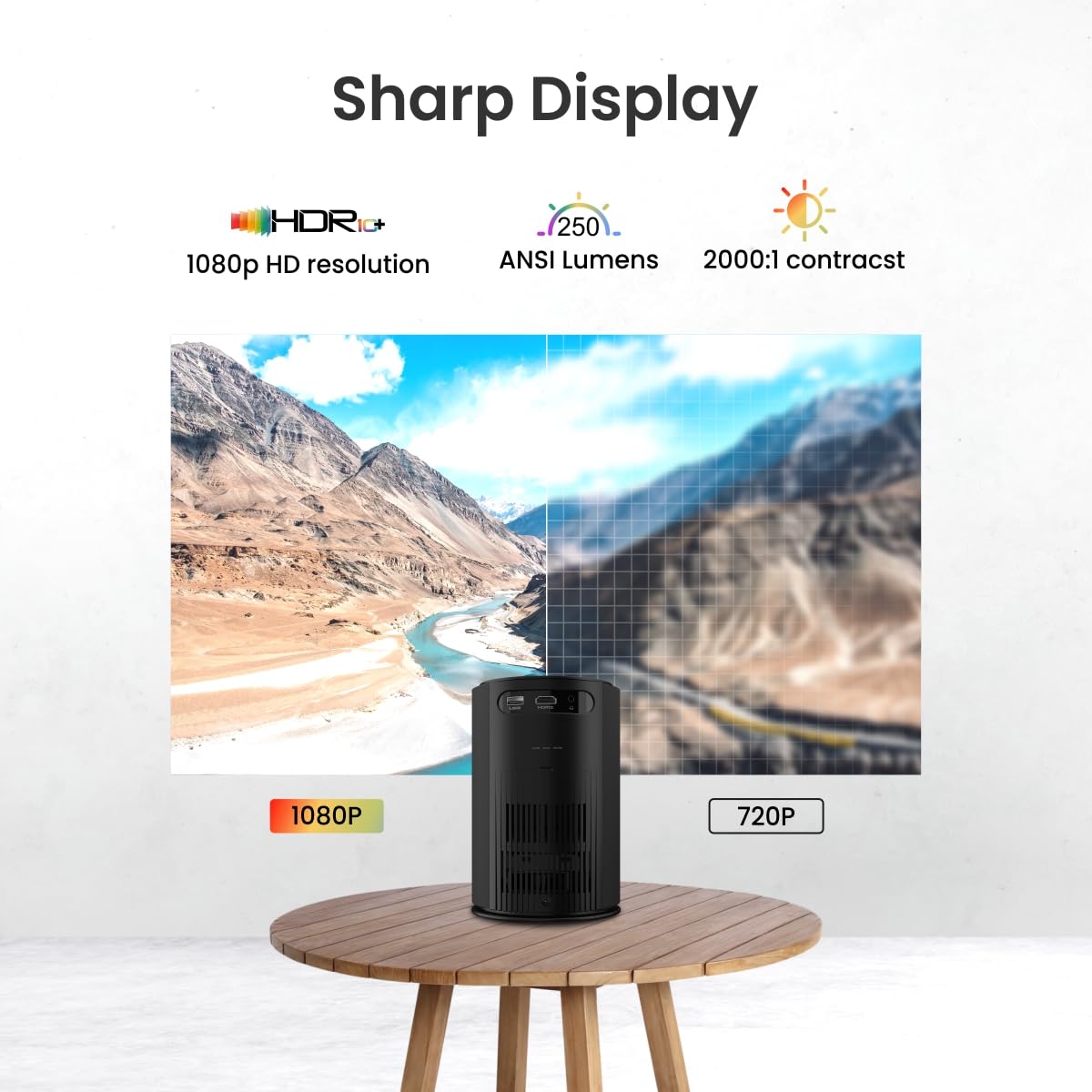 (Open Box) Portronics Beem 440 Smart LED Projector with 720p HD Resolution, Rotatable Design, Built-in Streaming Apps (Netflix, Prime Video, Hotstar), 2000 Lumens, Screen Mirroring, 3 Watts Speaker (White)