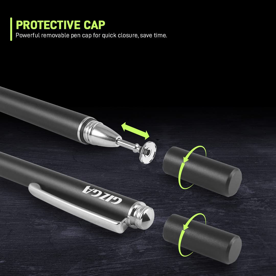 (OPEN BOX )GIZGA Capacitive Stylus Pen for Smartphone/Tablet/iPad/Pro/Air/iPhone/iOS/Android/All Touch Screens Devices| Fine Point Disc Tip, Lightweight Aluminum Body Magnetic Cap Drawing Writing (Grey