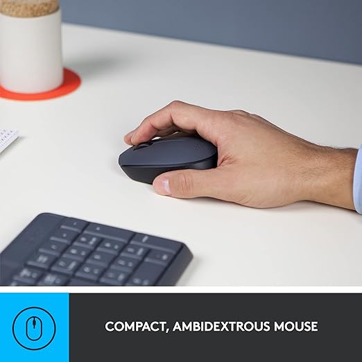 (Open Box) Logitech MK235 Wireless Keyboard and Mouse Set for Windows, 2.4 GHz Wireless Unifying USB Receiver, 15 FN Keys, Long Battery Life, Compatible with PC, Laptop - Black