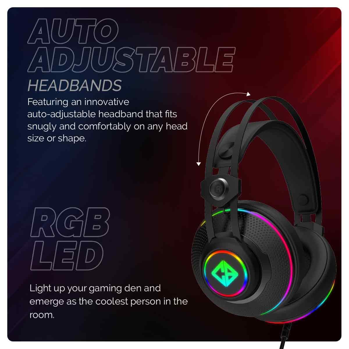 (Open Box)Cosmic Byte Proteus Headset Dual Input USB and 3.5mm, 7.1 Surround Sound, RGB LED, ENC Microphone, Memory Foam Earcushions, Windows Software (White)