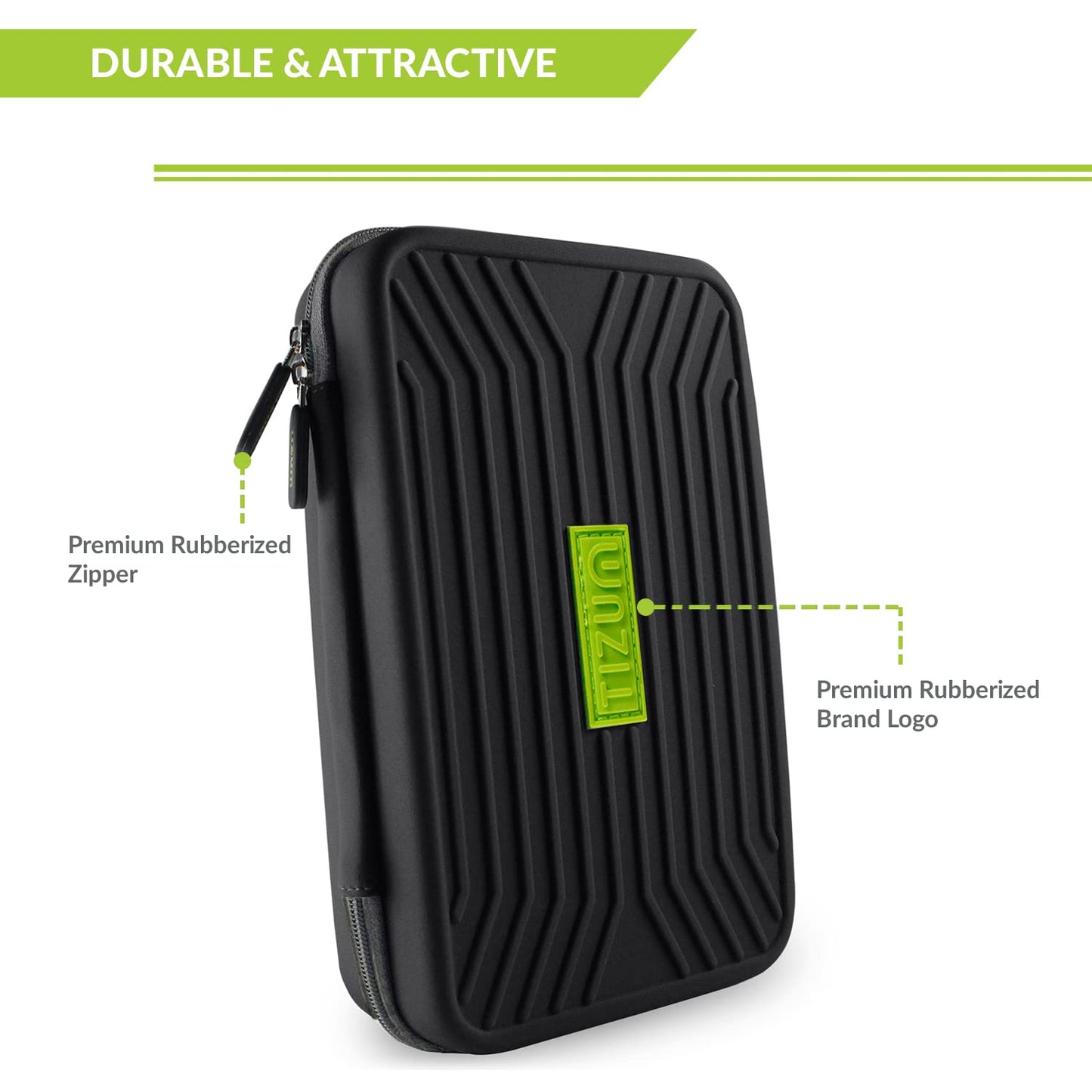 tizum EVA Universal Electronic Travel Tech Gadgets & Accessories Organizer Multipurpose Protective Pouch for Power Bank, Hard Drives, USB Cables/ Wires, Pen Drives, Earphones, Portable, 10"x6", Black