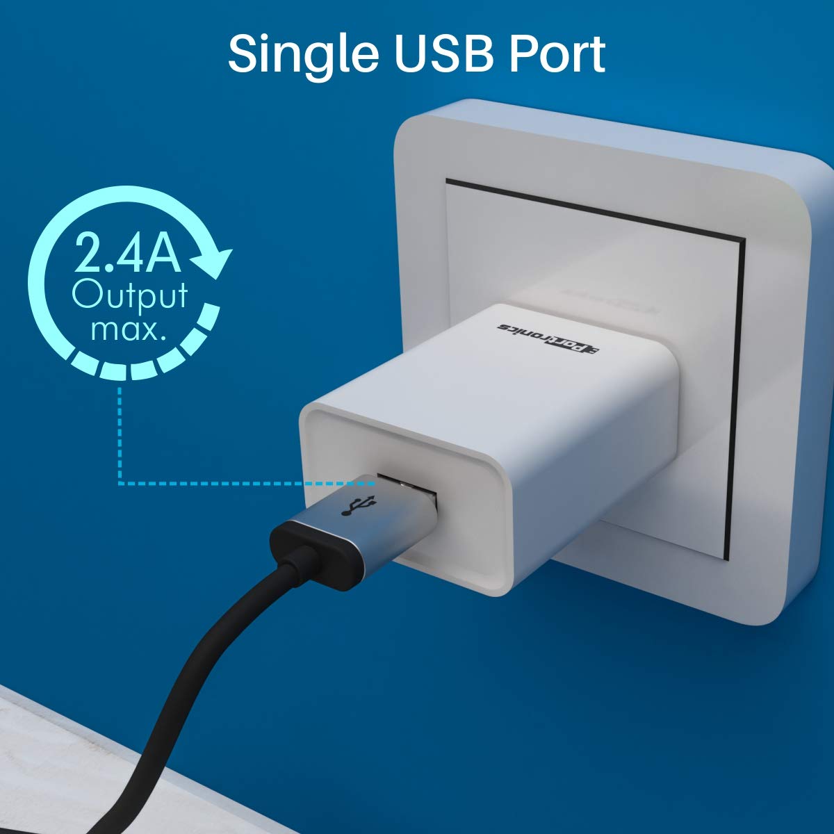 (Open Box) Portronics Adapto 62 POR-1062 USB Wall Adapter with 2.4A Fast Charging Single USB Port Without Cable for All iOS & Android Devices (White)