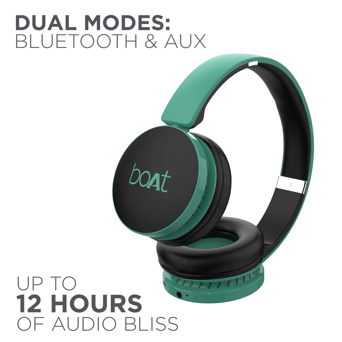 (WITHOUT BOX)boAt Rockerz 370 On Ear Bluetooth Headphones with Upto 12 Hours Playtime, Cozy Padded Earcups and Bluetooth v5.0, with Mic (Buoyant Black)