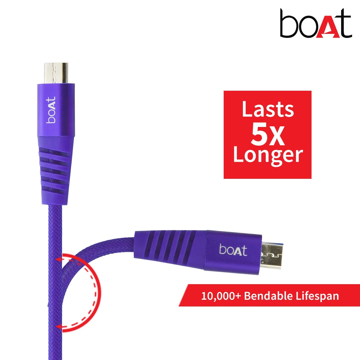 (Open Box)boAt Rugged V3 Extra Tough Unbreakable Braided Micro Usb Cable 1.5 Meter (Black)