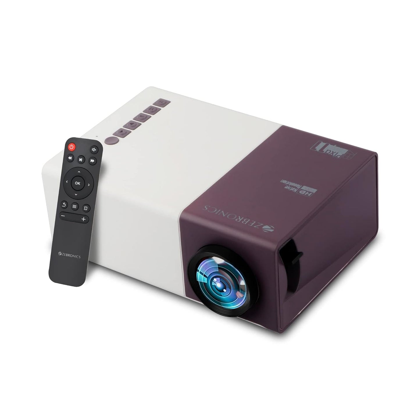 (Open Box) Zebronics Pixaplay 11 Portable LED Projector with FHD 1080p Support | 1500 Lumens | 150'' Large Screen | Dual Power Input,Built-in-Speaker, Remote Control and a Compact Design