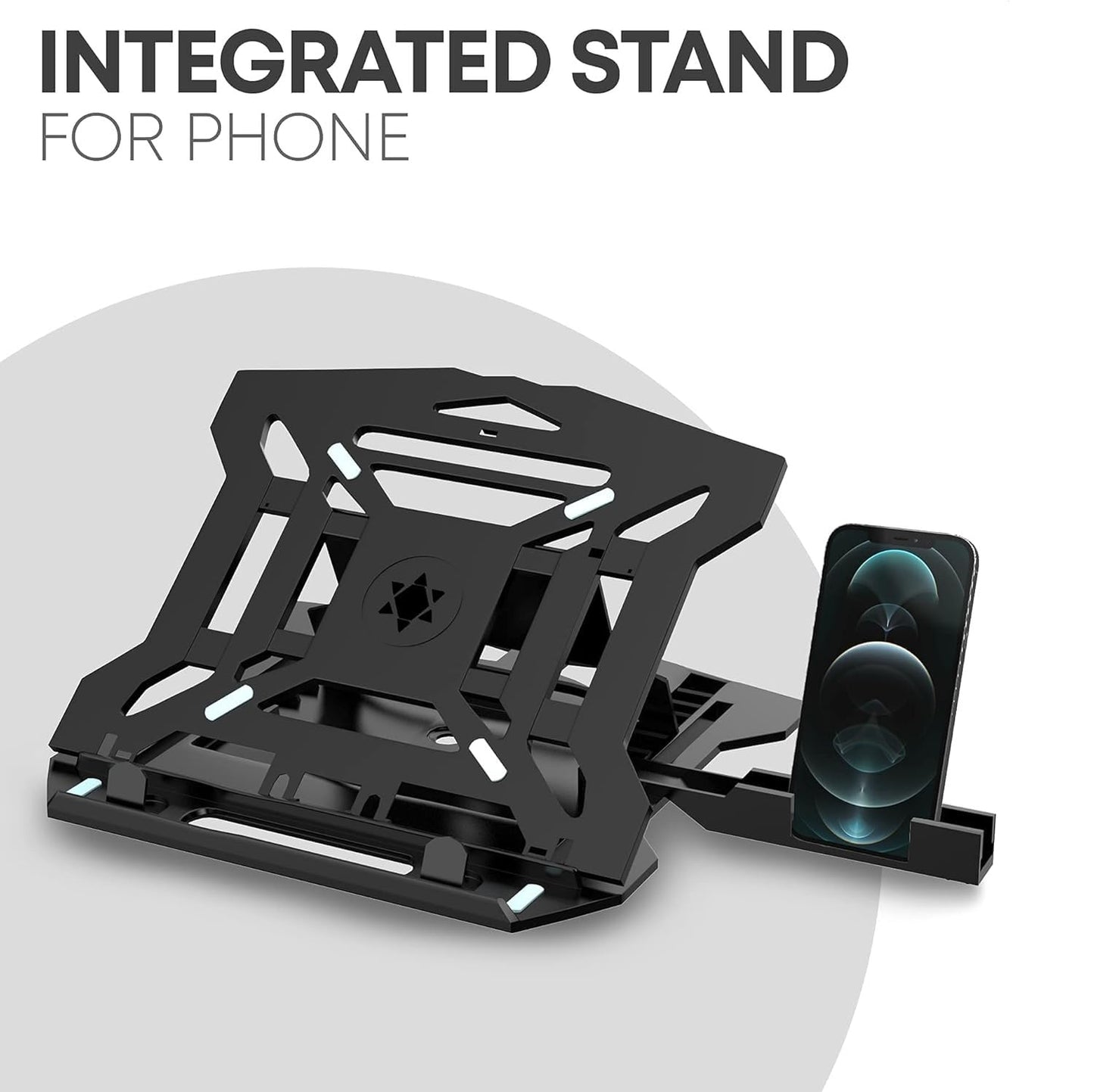 (Open Box) Dyazo Laptop Stand Riser | Ventilated | Portable | Foldable Compatible for MacBook Notebook 12 inches/30cm /13 inches /33cm/14.1 inches/35cm/15.6 inches/39.6cm Laptops