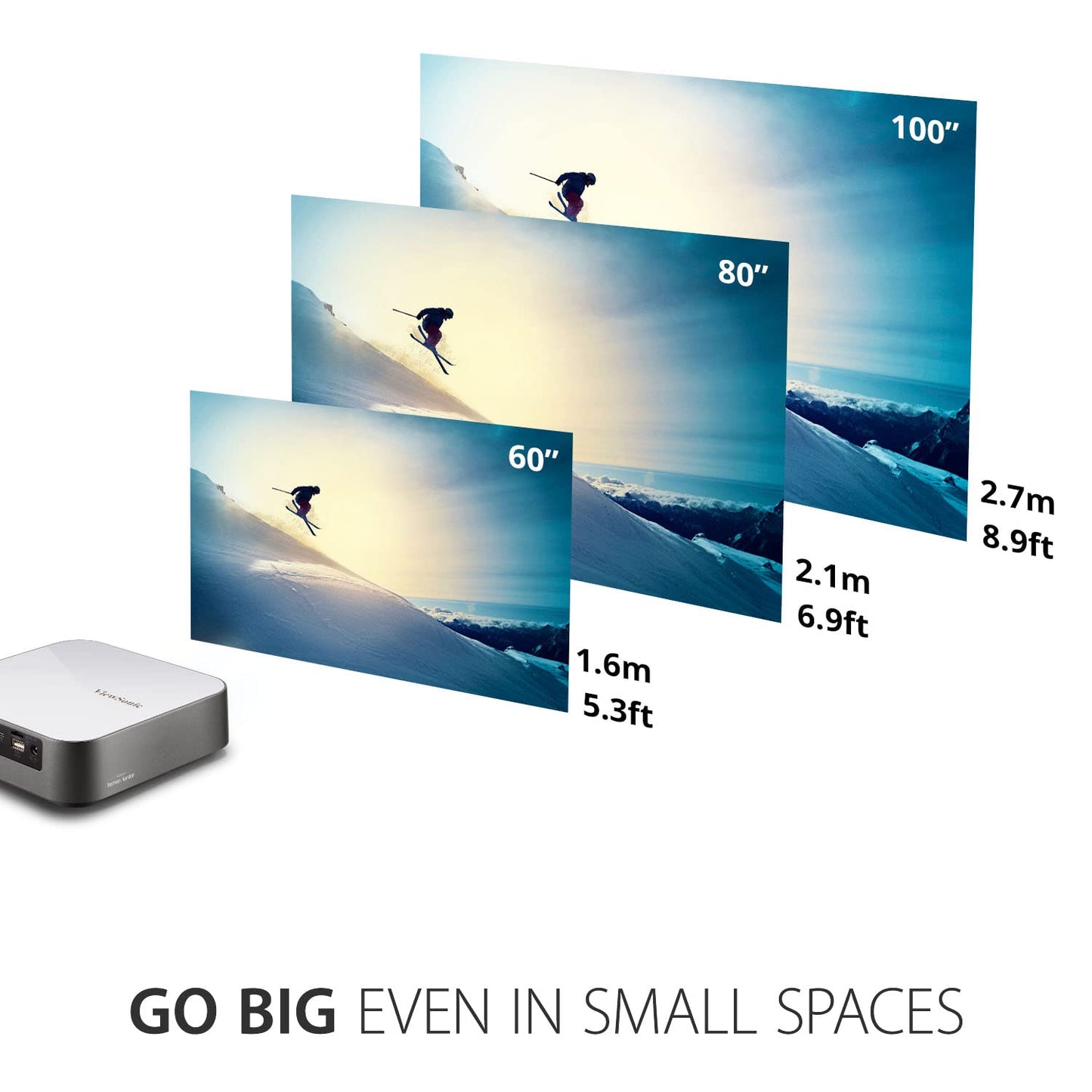 (Open Box) Viewsonic M1 Mini Portable Projector | Jbl Speaker | Hdmi | Auto Keystone |Built-in Battery |100" Projection Image 854 X 480 | 100 Lumen - White