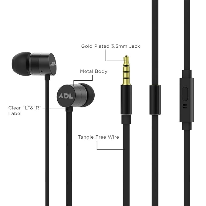 (Open Box) ADL Escape S600 Premium Wired Earphones (Gun Metal) with in-Line Mic