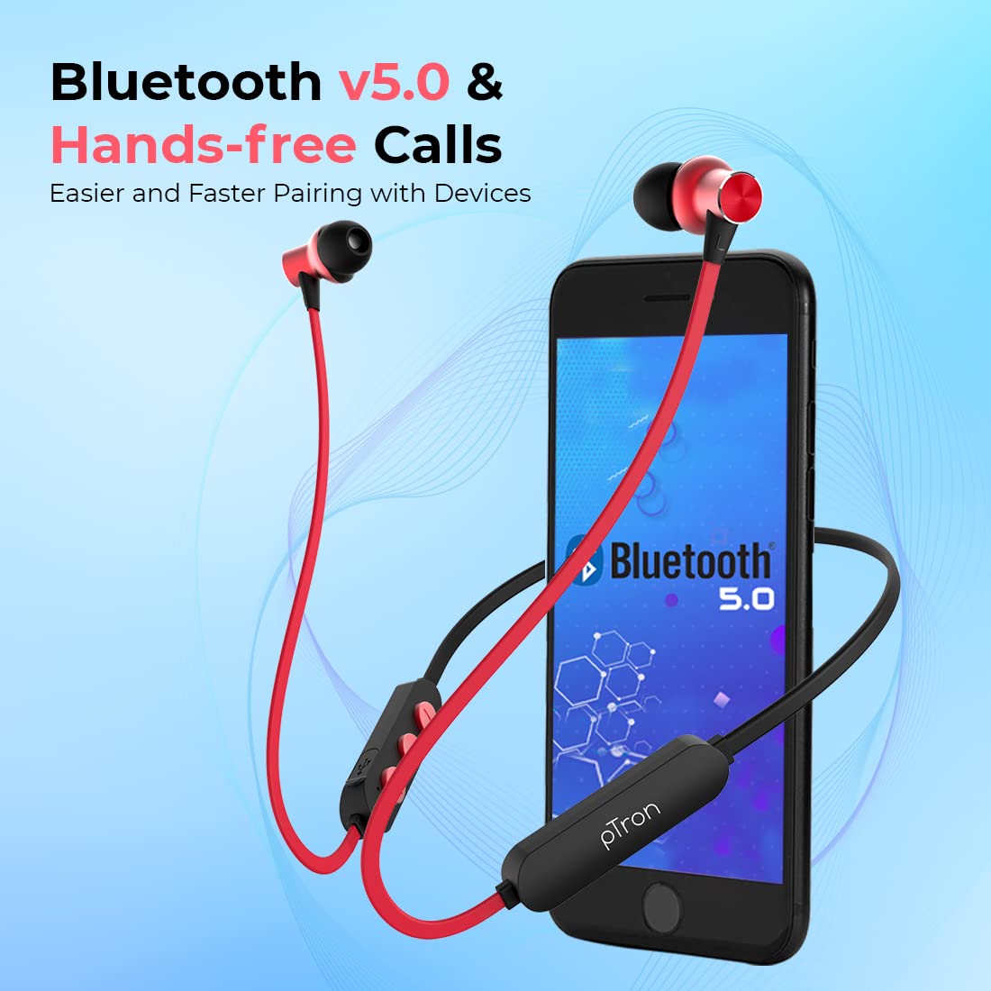 (Open Box) pTron Bassfest Plus Magnetic in Ear Bluetooth 5.0 Wireless Headphones with Mic, Stereo Sound with Bass, IPX4 Water & Sweat Resistant, Voice Assistance, Ergonomic & Lightweight - (Black & Grey)