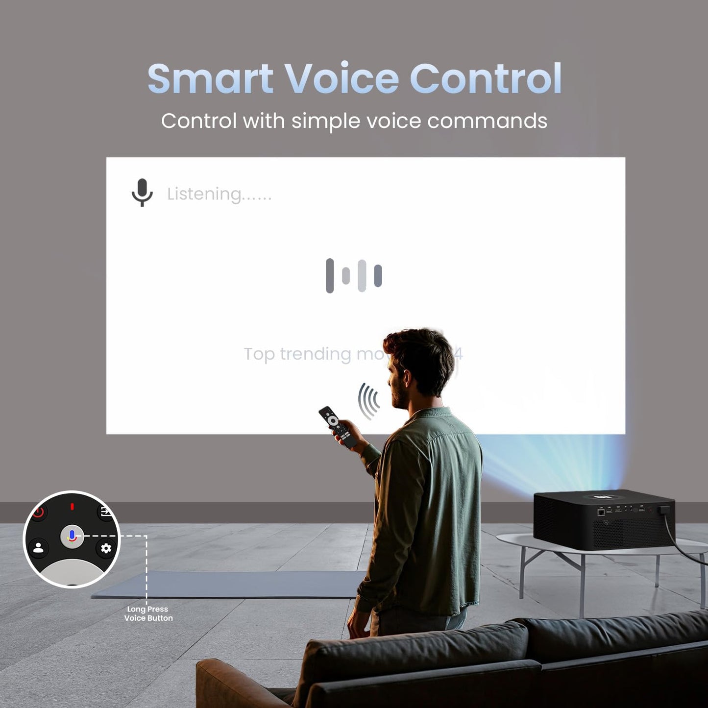 (Open Box) Portronics Beem 440 Smart LED Projector with 720p HD Resolution, Rotatable Design, Built-in Streaming Apps (Netflix, Prime Video, Hotstar), 2000 Lumens, Screen Mirroring, 3 Watts Speaker (White)