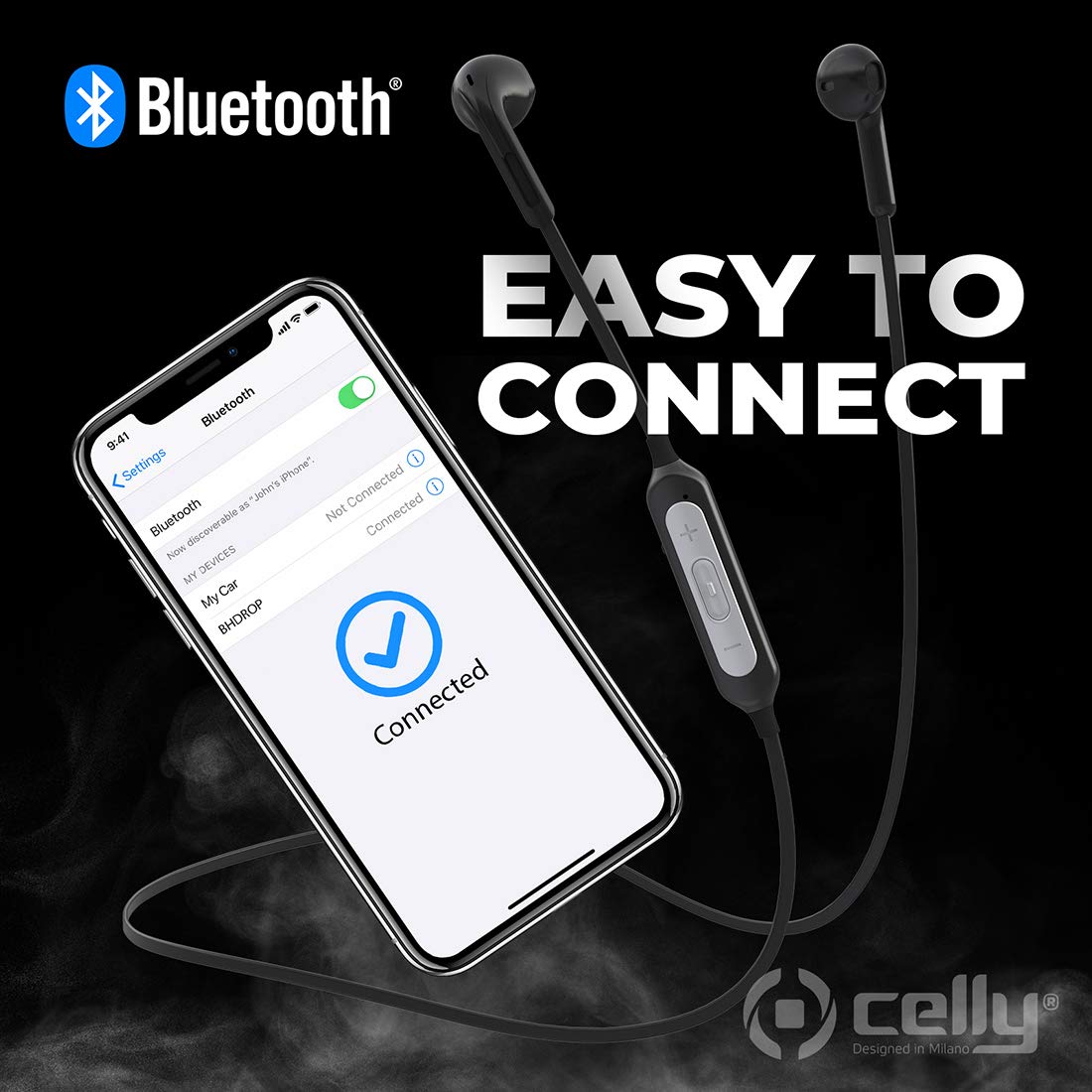 (Open Box)Celly INDBHDROPBK Bluetooth Wireless in Ear Earphones with Mic (Black)