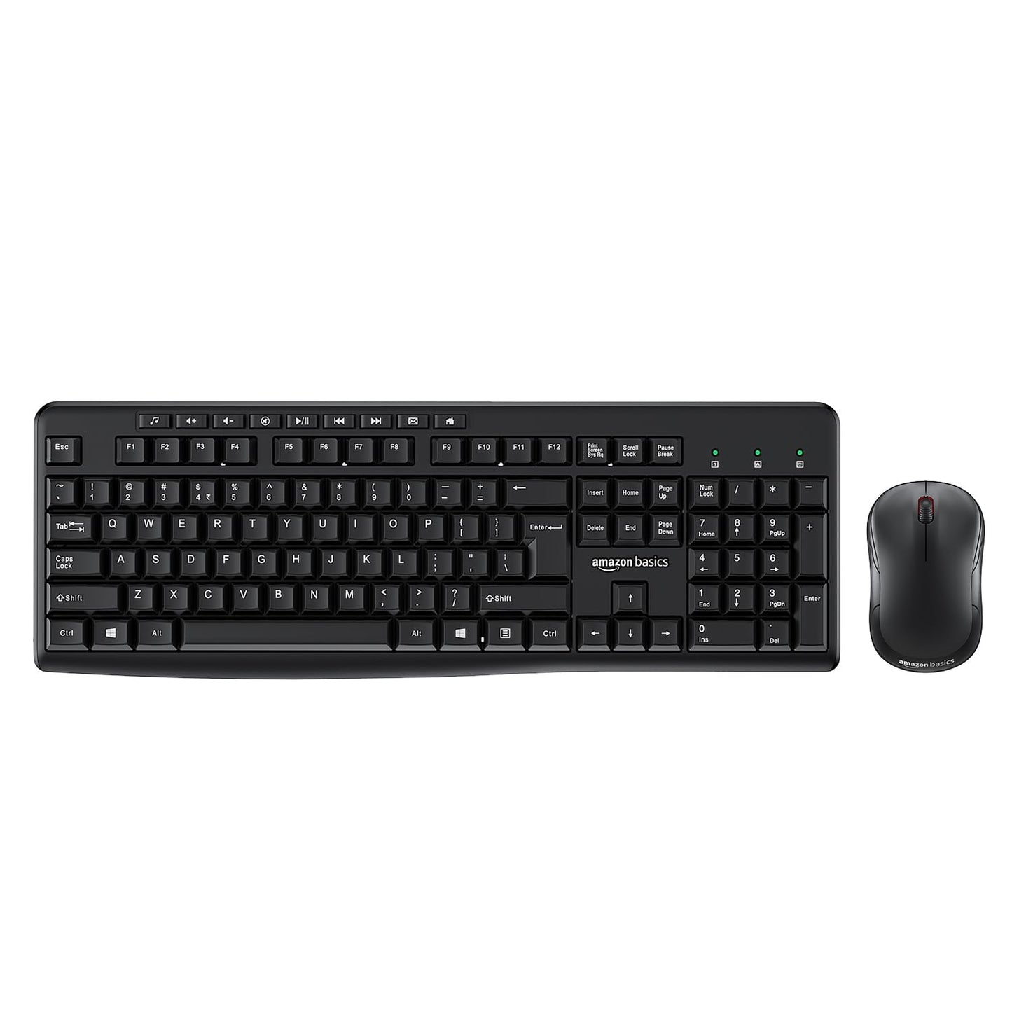 (Open Box) Amazon Basics USB Wireless Keyboard and Mouse Set with Nano Receiver