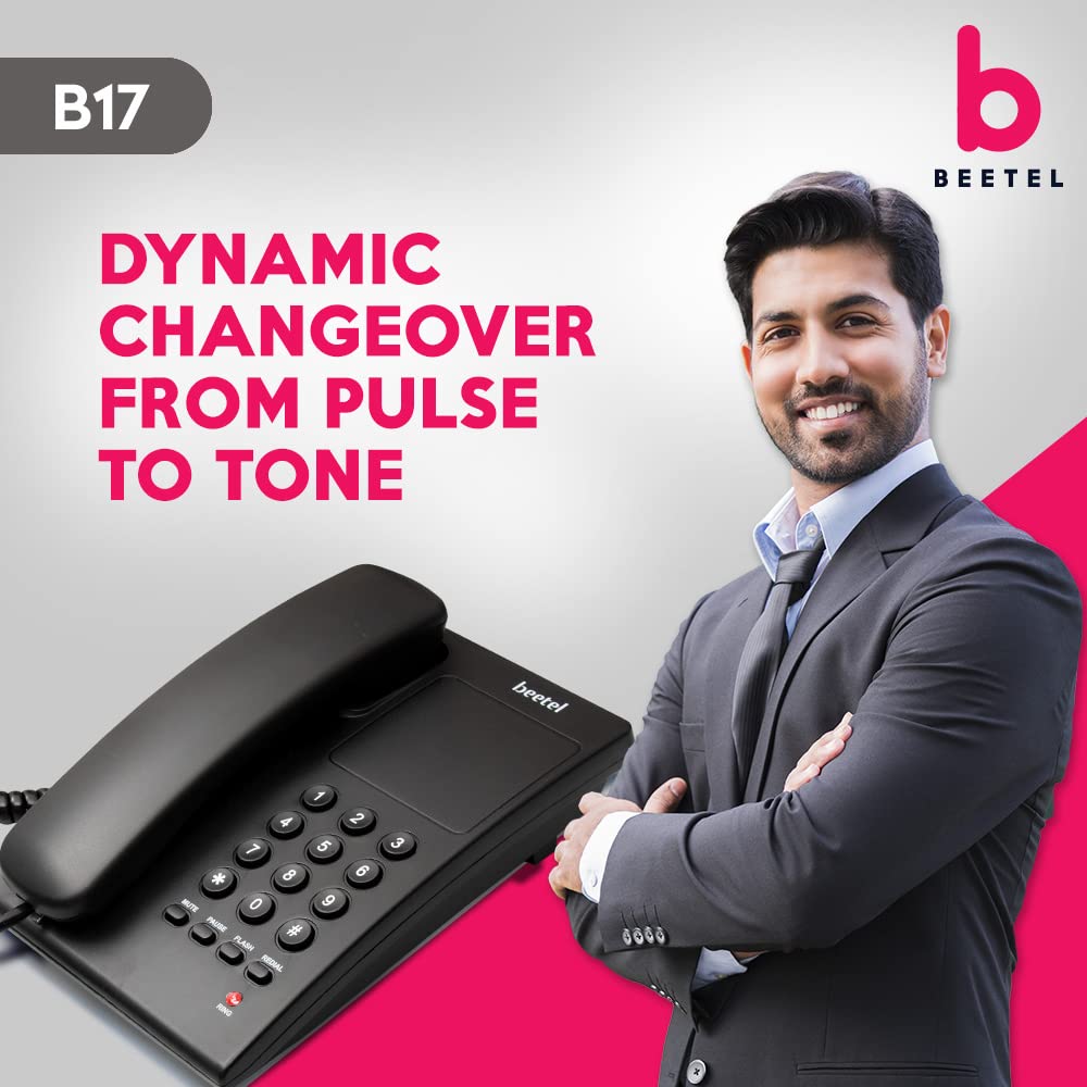 (Open Box) Beetel B11 Corded Landline Phone, Ringer Volume Control, LED for Ring Indication, Wall/Desk Mountable, Classic Design, Clear Call Quality, Mute/Pause/Flash/Redial Function (Made in India)(Black)(B11)