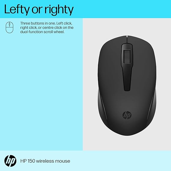 (Open Box) HP 150 Truly Ambidextrous Wireless Mouse, Black