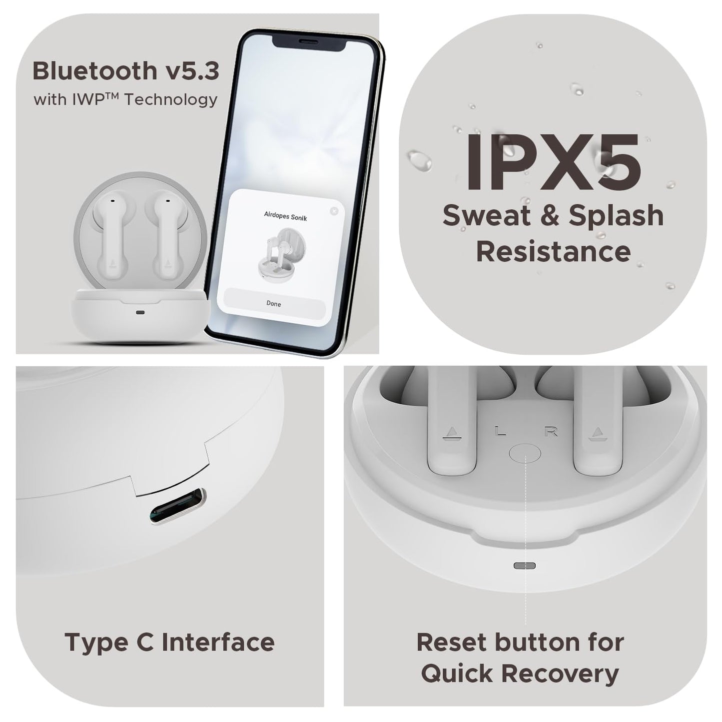 (Open box)boAt Airdopes Sonik in Ear TWS Earbuds with 60 hrs Playback, IWP Tech, Quad Mics with ENx, ASAP Charge, 11 mm Drivers, BT v5.3 & IPX4 Sweat and Splash Resistance(Thunder Black)