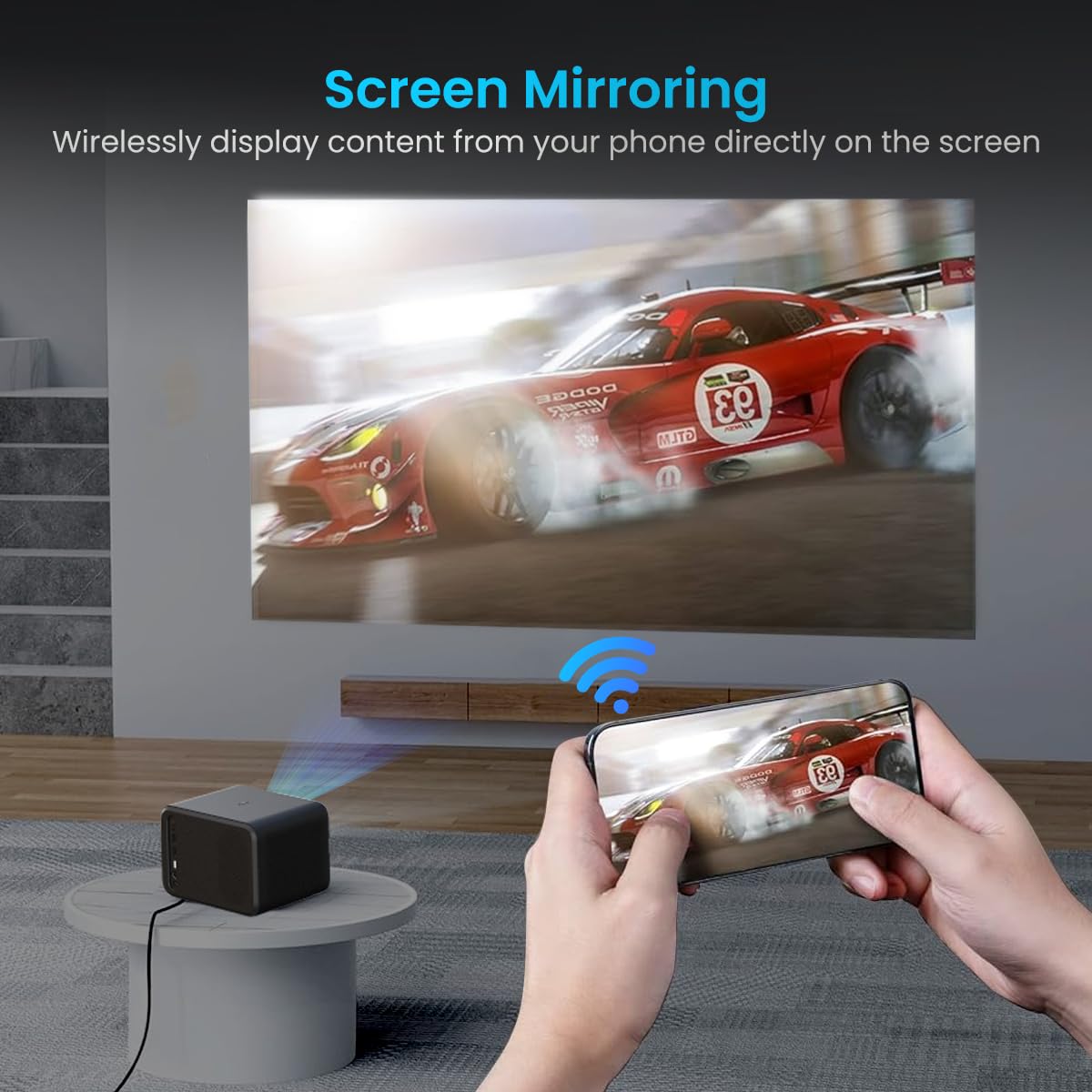 (Open Box) Portronics Beem 440 Smart LED Projector with 720p HD Resolution, Rotatable Design, Built-in Streaming Apps (Netflix, Prime Video, Hotstar), 2000 Lumens, Screen Mirroring, 3 Watts Speaker (White)