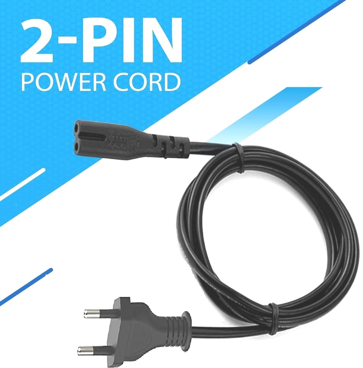 (Open Box)NISHTECH (1.5 Meter) 2-pin Universal Replacement AC Power Cord Cable Wire for LED TV, Printer,Laptop PC Notebook Computer, Play Station,Tape Recorder, Camera
