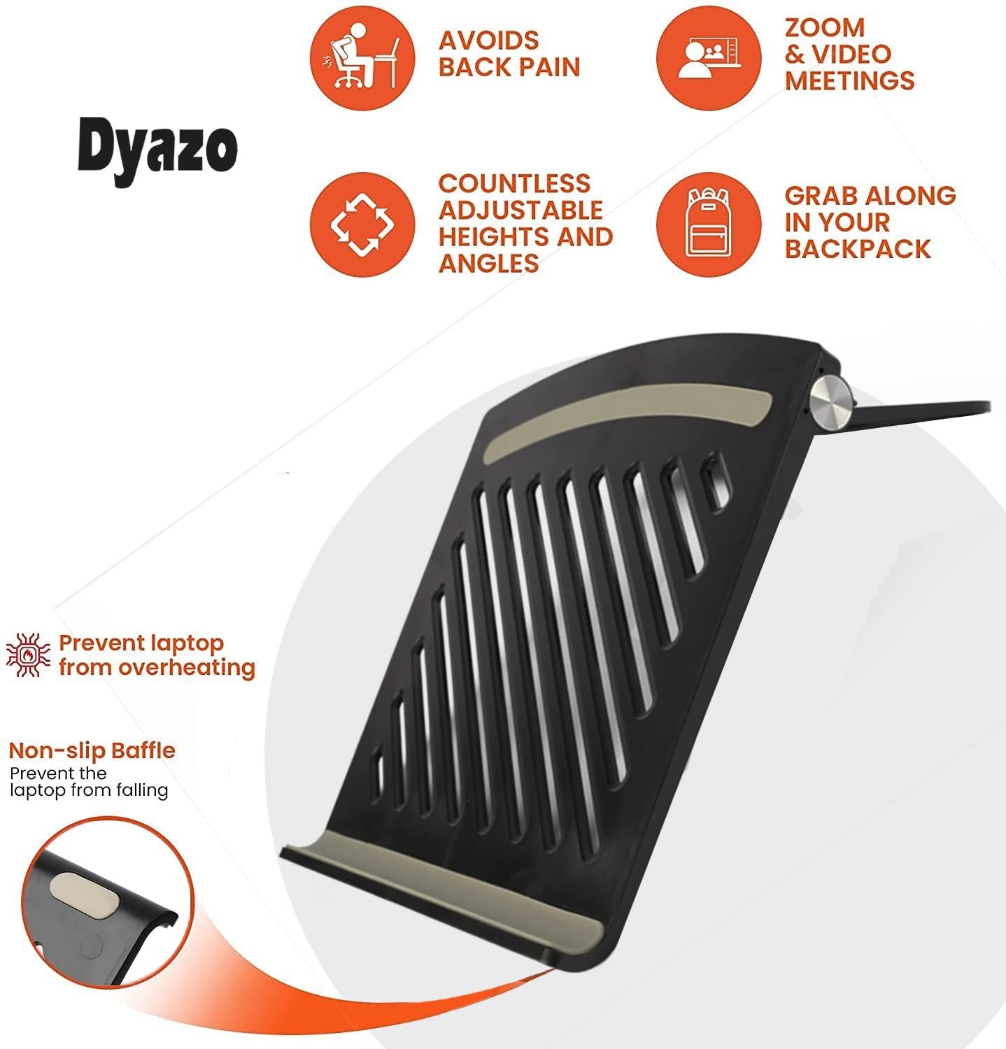 (Open Box) Dyazo Laptop Stand Riser | Ventilated | Portable | Foldable Compatible for MacBook Notebook 12 inches/30cm /13 inches /33cm/14.1 inches/35cm/15.6 inches/39.6cm Laptops