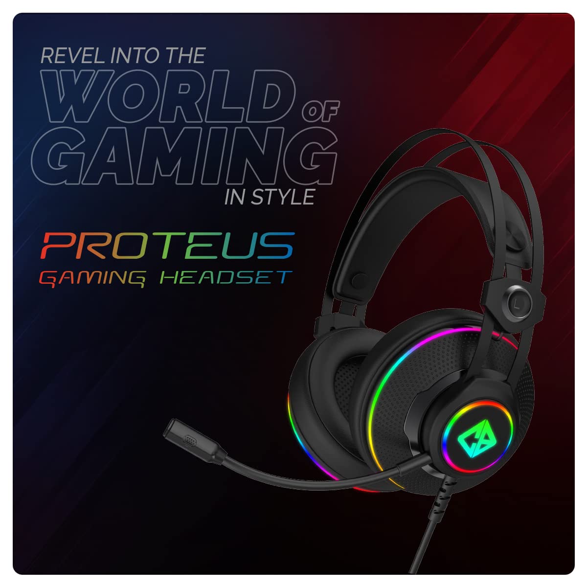 (Open Box)Cosmic Byte Proteus Headset Dual Input USB and 3.5mm, 7.1 Surround Sound, RGB LED, ENC Microphone, Memory Foam Earcushions, Windows Software (White)