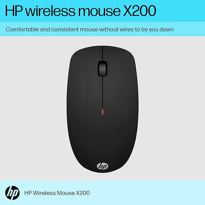 (Open Box) HP X200 Wireless Mouse with 2.4 GHz Wireless connectivity, Adjustable DPI up to 1600, ambidextrous Design, and 18-Month Long Battery Life. (6VY95AA)