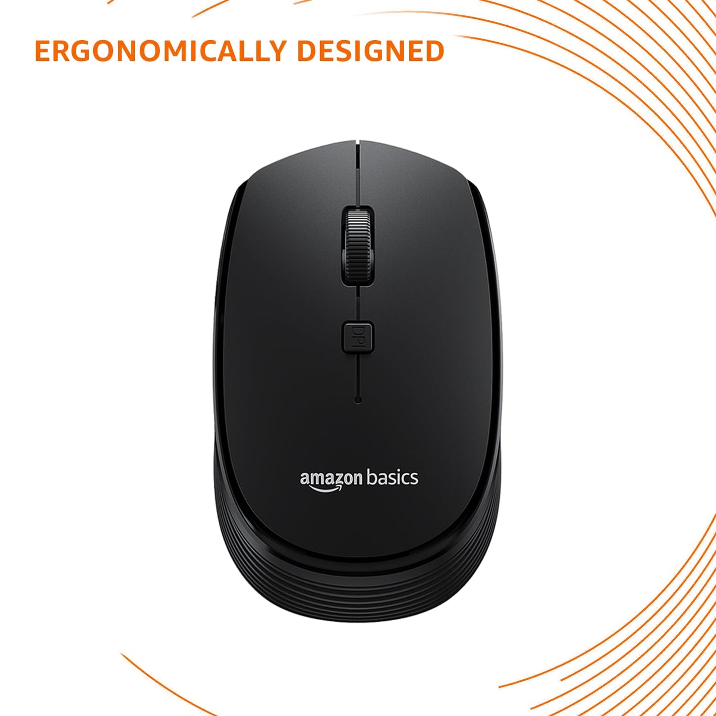 (Open Box) Amazon Basics Wireless Optical Mouse with 2.4Ghz, USB Nano Dongle, Optical Orientation, Click Wheel, Adjustable Dpi