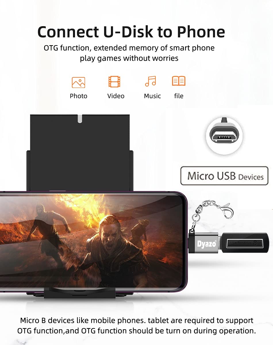 (Open Box) Dyazo Aluminium Portable High Speed Micro USB to USB A Female OTG Adapter/Converter Compatible with Samsung S6 Edje S7 Edge S4 LG G4, Mouse, Keyboard, Flash Drive All Micro O.T.G Enable Devices