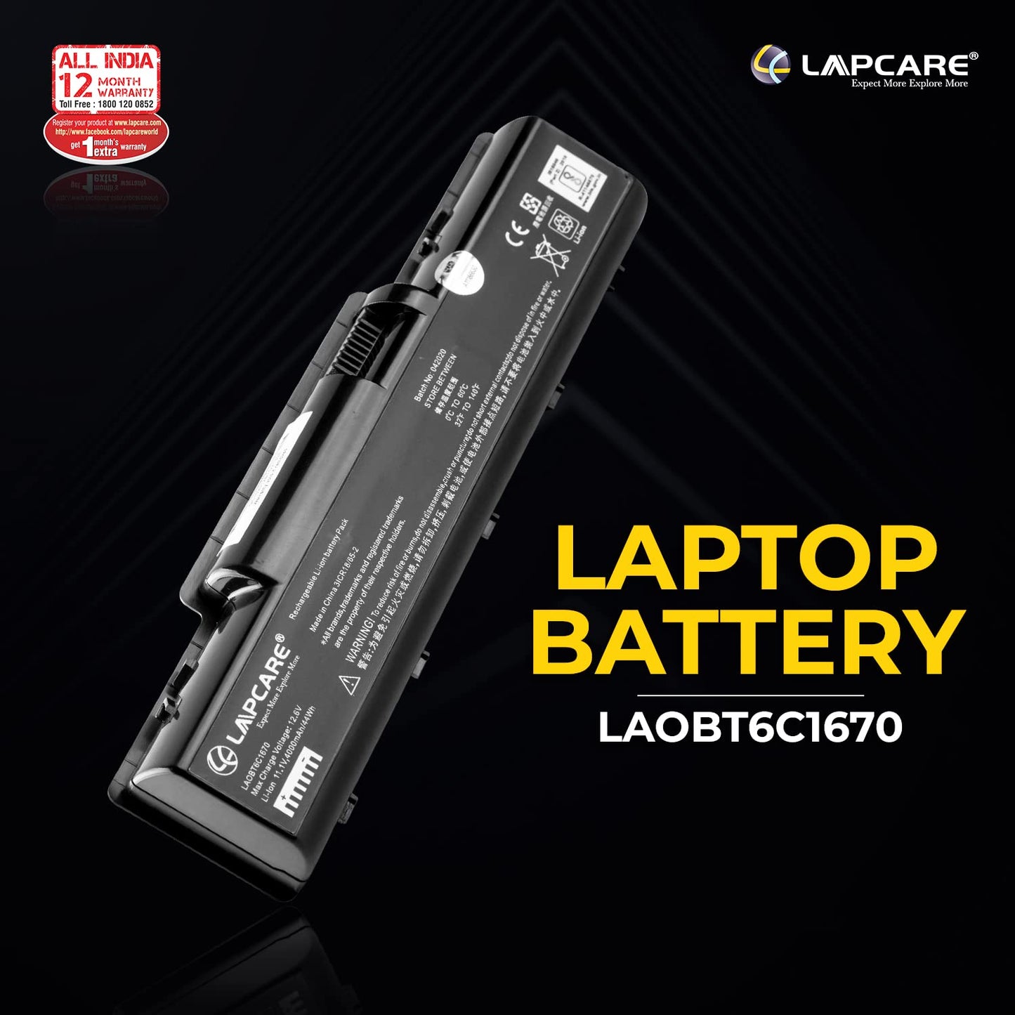 (Open Box) Lapcare 11.1V 4000mAh 6 Cell Compatible Laptop Battery for ACER Aspire 4710G 4310 4520 4920G 4710Z and 4720 Series Models