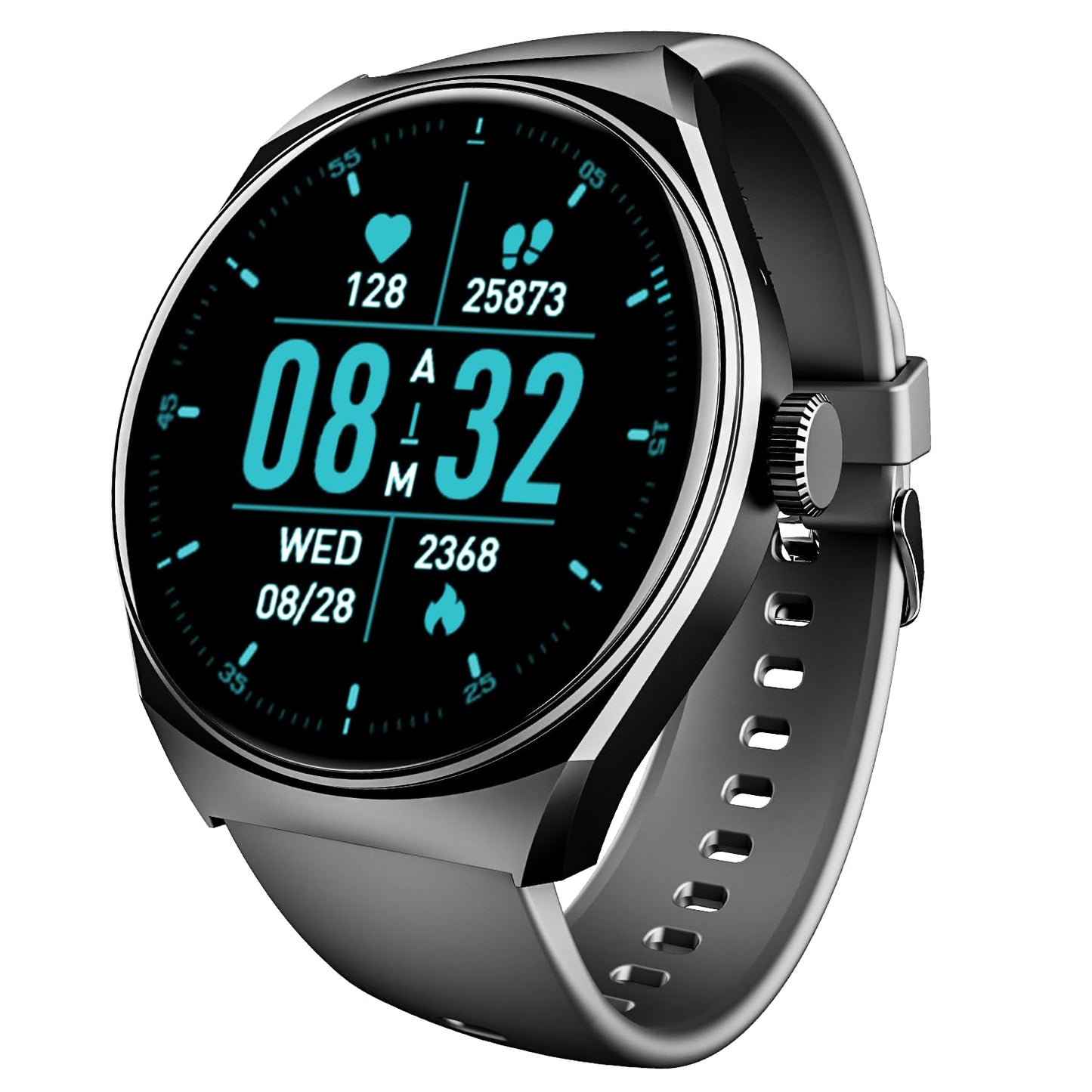(Without box)boAt Lunar Seek w/ 1.39" (3.5 cm) HD Display, Advanced Bluetooth Calling, Functional Crown, Multiple Sports Mode,100 Watch Faces, IP67 Dust, Sweat & Splash Resistance, HR & SpO2 Monitoring(Metal Grey)