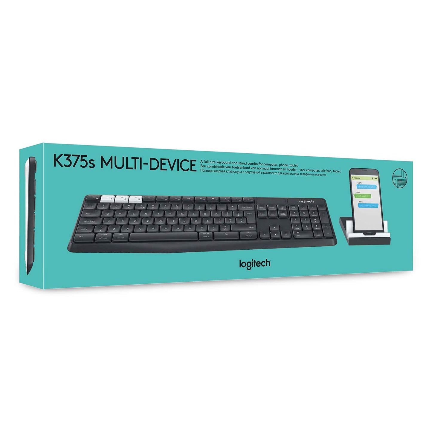 (Open Box) Logitech K375s Wireless Multi Device Keyboard (Black/ Charcoal)