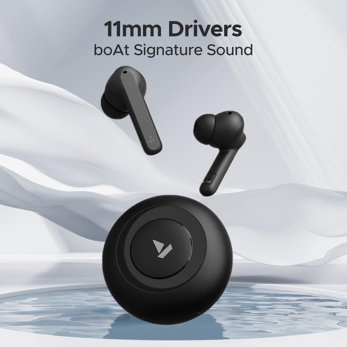 (Open box)boAt Airdopes Sonik in Ear TWS Earbuds with 60 hrs Playback, IWP Tech, Quad Mics with ENx, ASAP Charge, 11 mm Drivers, BT v5.3 & IPX4 Sweat and Splash Resistance(Thunder Black)