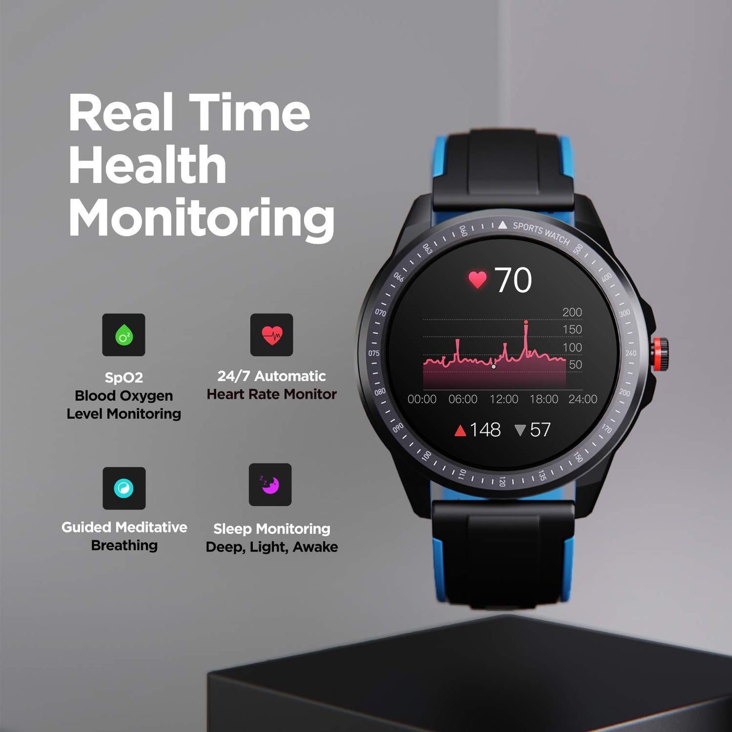 (Without box)boAt Lunar Orb w/ 1.45" (3.6 cm) AMOLED Display, BT Calling, DIY Watch Face Studio, Coins, Crest App Health Ecosystem, Live Cricket & Football Scores, IP67, Smart Watch for Men & Women(Active Black)