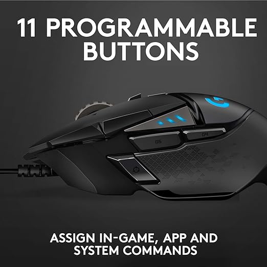 (Open Box) Logitech G502 Hero High Performance Wired Gaming Mouse, Hero 25K Sensor, 25,600 DPI, RGB, Adjustable Weights, 11 Programmable Buttons, On-Board Memory, PC/Mac - Black
