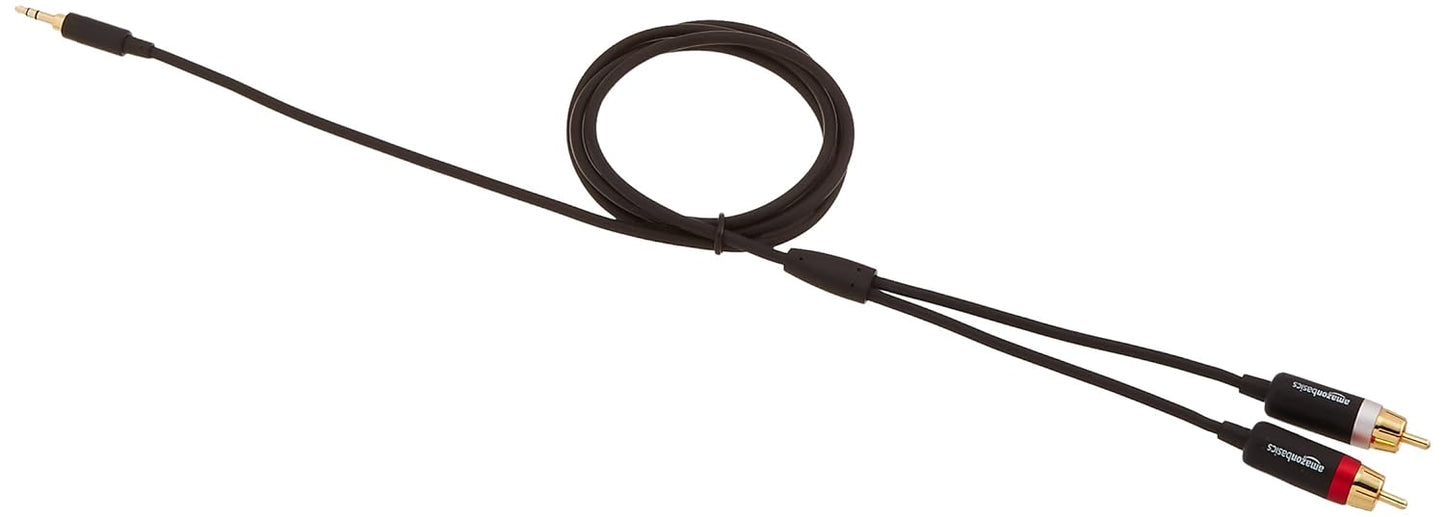 (Open Box) amazon basics 3.5Mm To 2-Male Rca Adapter Cable - 4 Feet, Gold