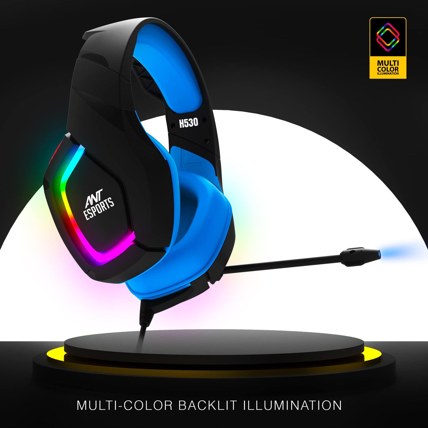 (Open Box) Ant Esports H530 Multi-Platform Pro RGB Gaming Headsetfor PC / PS4 / PS5 / Xbox One / Switch1 with mic, Black Blue