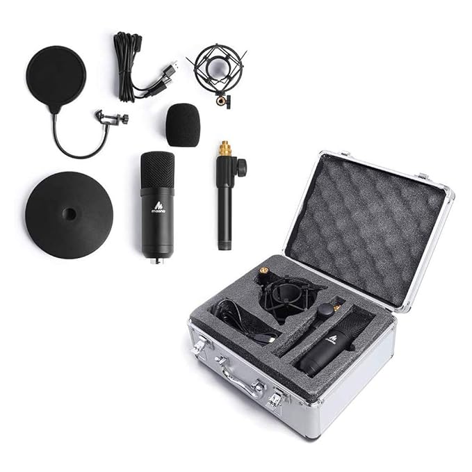 (Open Box) Maono AU-A04TC USB Condenser Podcast PC Microphone Kit with Aluminum Case