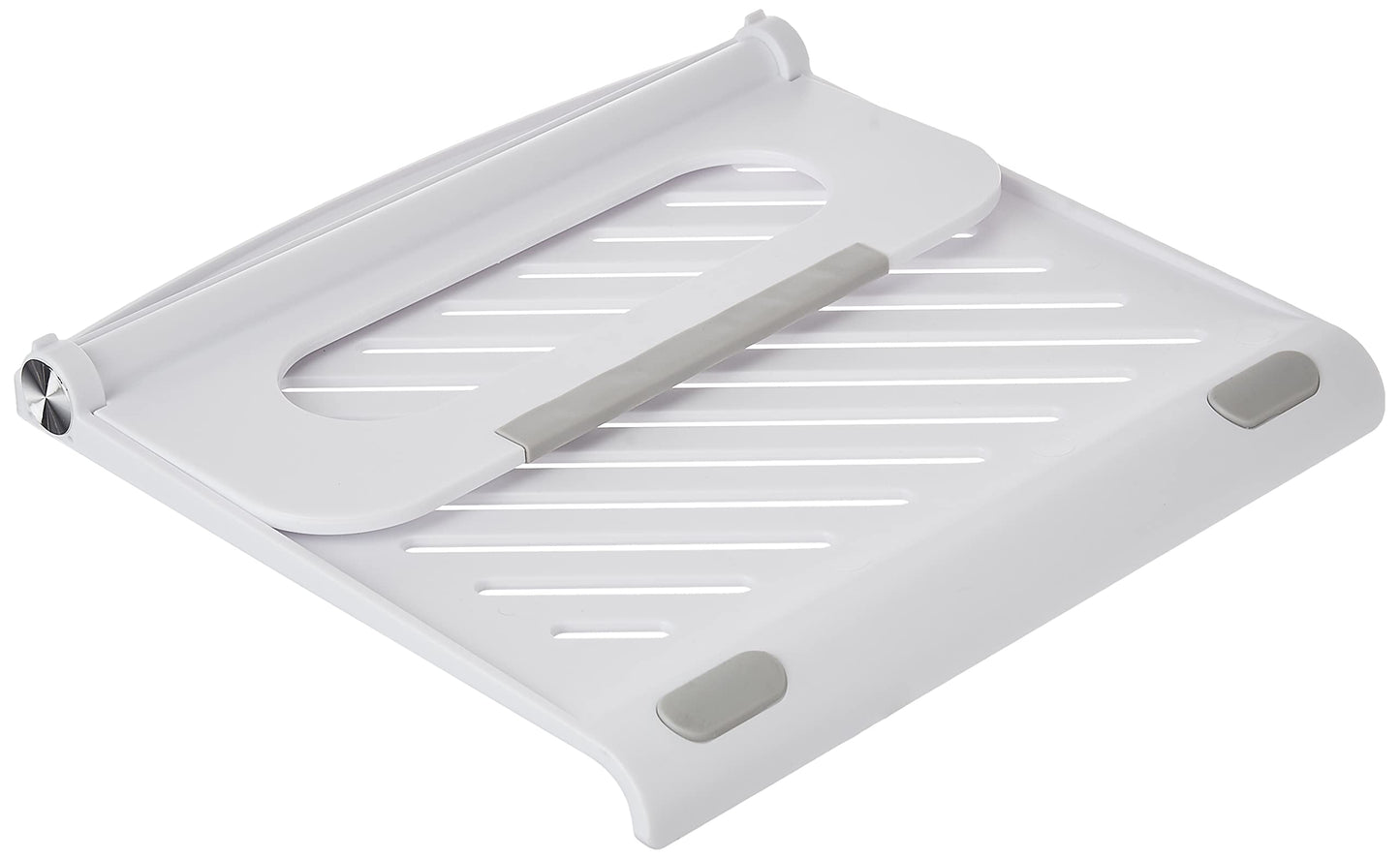 (Open Box) AmazonBasics Tabletop Foldable Laptop Stand for Desk, Portable Notebook Riser, Radiator Grill Design for Ventilation & Cooling for Laptops/Tablets Up to 15.6-Inches (White)