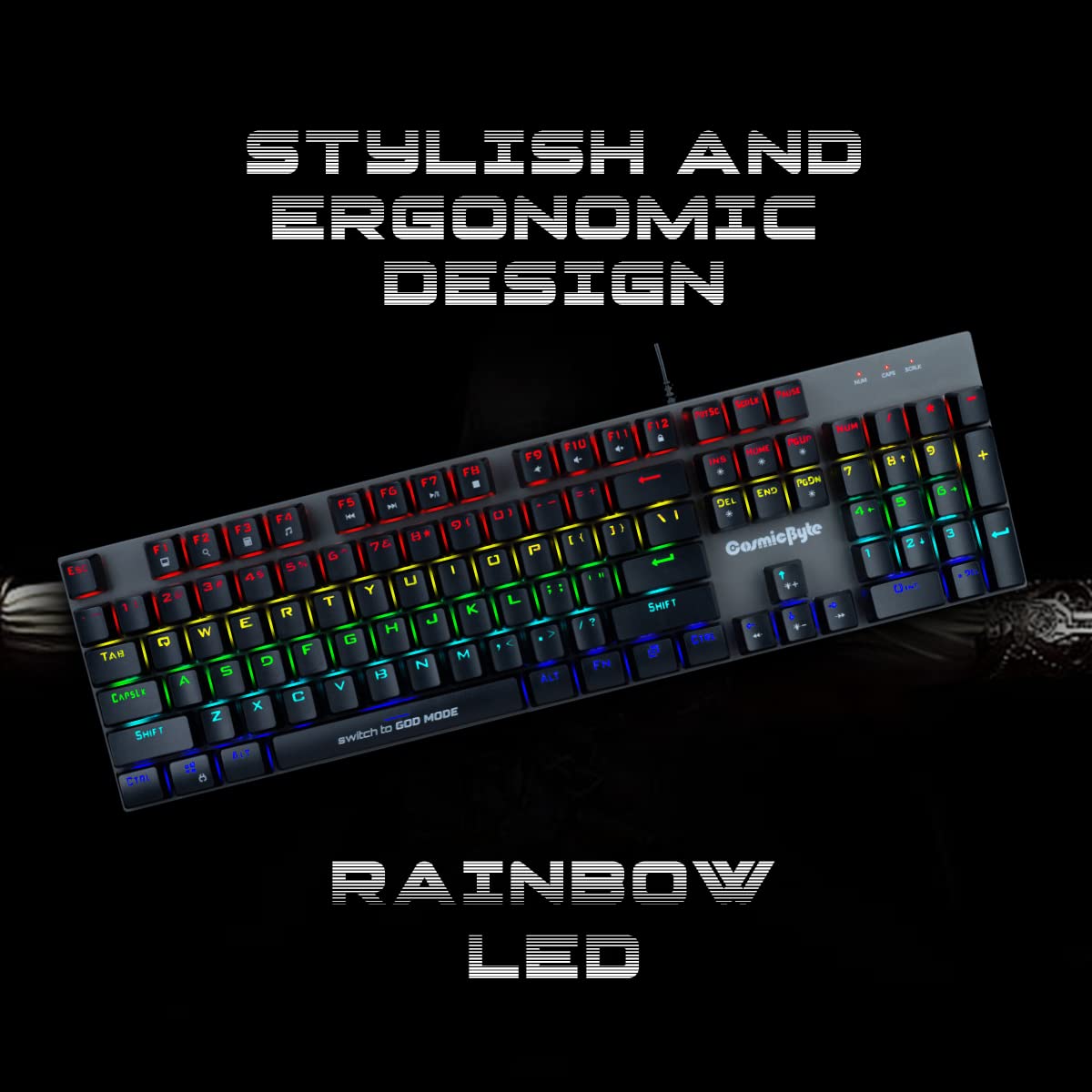 (Open Box) Cosmic Byte CB-GK-28 Vanth Mechanical Keyboard Outemu Red Switches Wired USB Gaming Keyboard (Black&Grey)