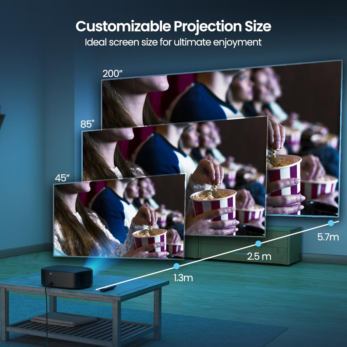 (Open Box) Portronics Beem 440 Smart LED Projector with 720p HD Resolution, Rotatable Design, Built-in Streaming Apps (Netflix, Prime Video, Hotstar), 2000 Lumens, Screen Mirroring, 3 Watts Speaker (White)