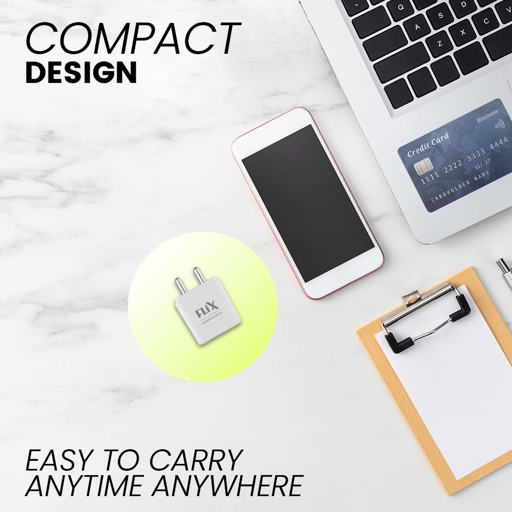 (Open Box) FLiX (Beetel) Storm 33W PD & QC Dual Port Wall Charger,USB Type A & Type C Output Widely Compatible for All Android & IOS Devices,Enhanced Safety,Light Weight & Compact,with Type C Cable (White–SD133)