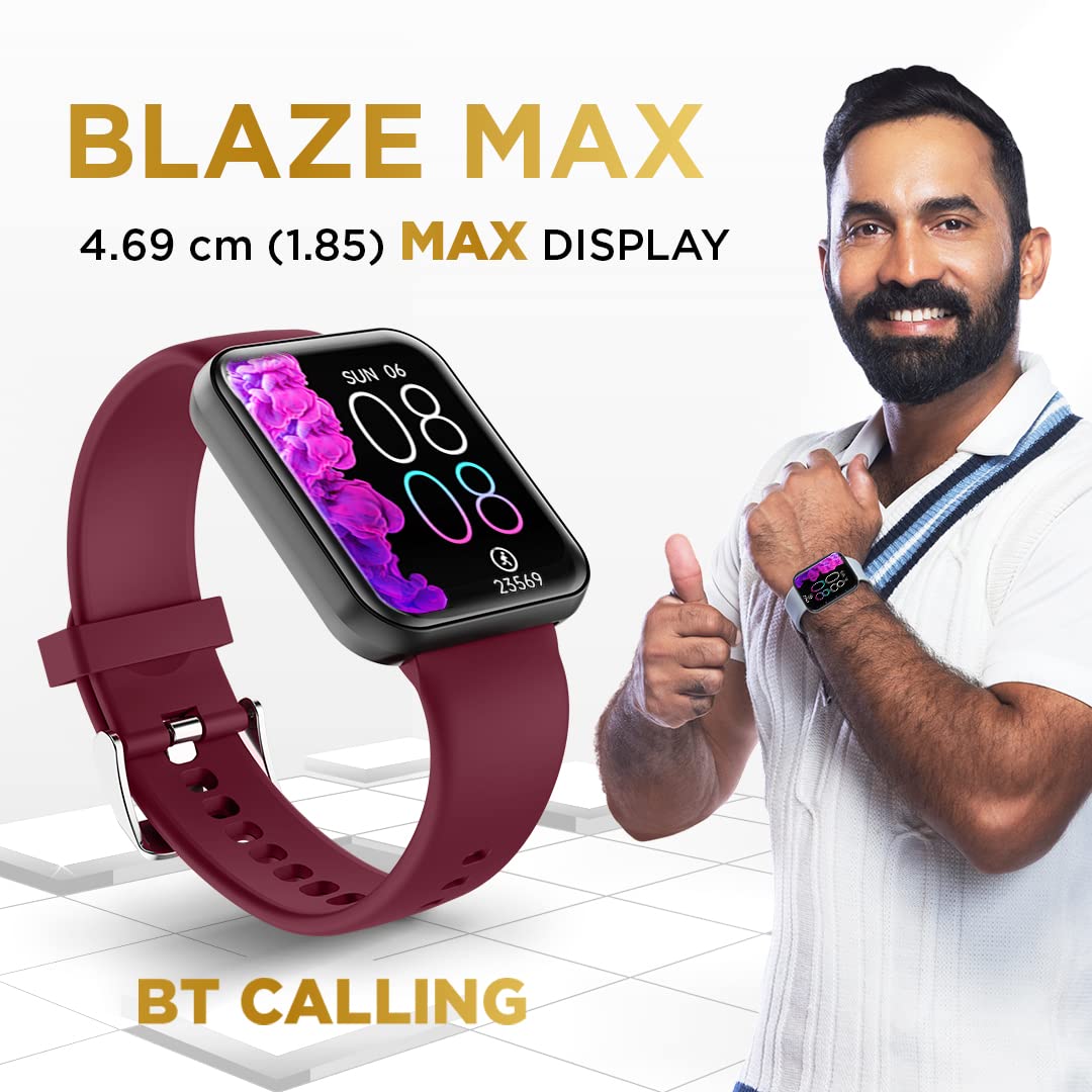 (Open Box) GIZMORE Gizfit Blaze Max 1.85" IPS Display with 240 x 280 px | 450 NITS Brightness BT Calling Edge to Edge Display, Voice Assistance, Bluetooth Smartwatch (Gray)