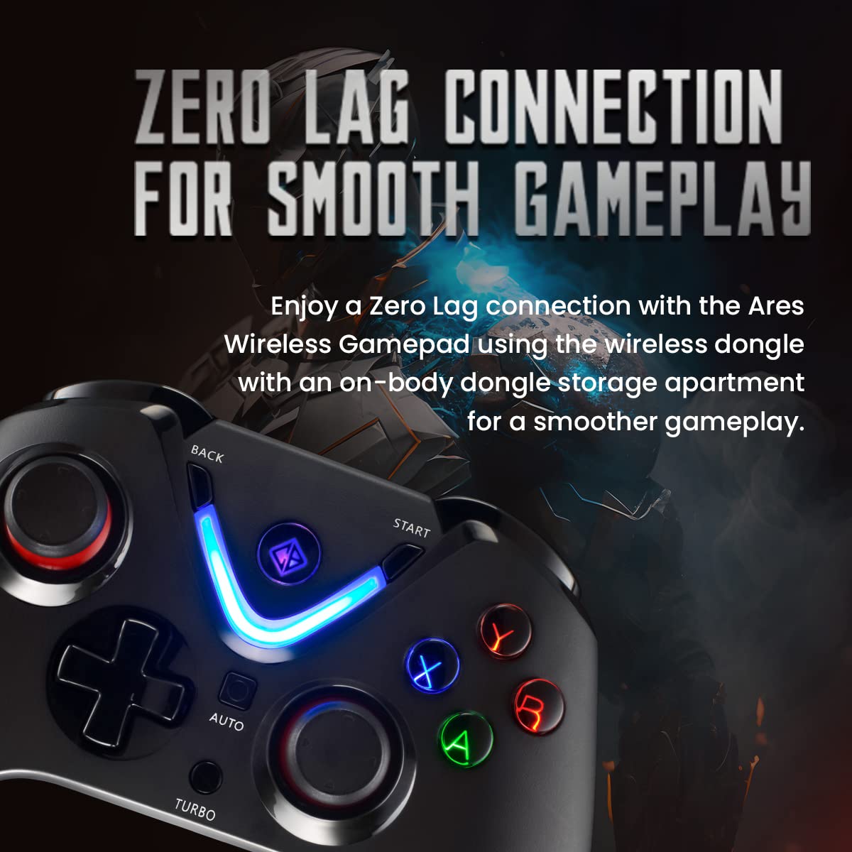 (Open Box) Cosmic Byte ARES Wireless Controller for PC, Magnetic Triggers, Accurate Joysticks, Dual Vibration, Backit LED Buttons, USB Extension Cable (Black)