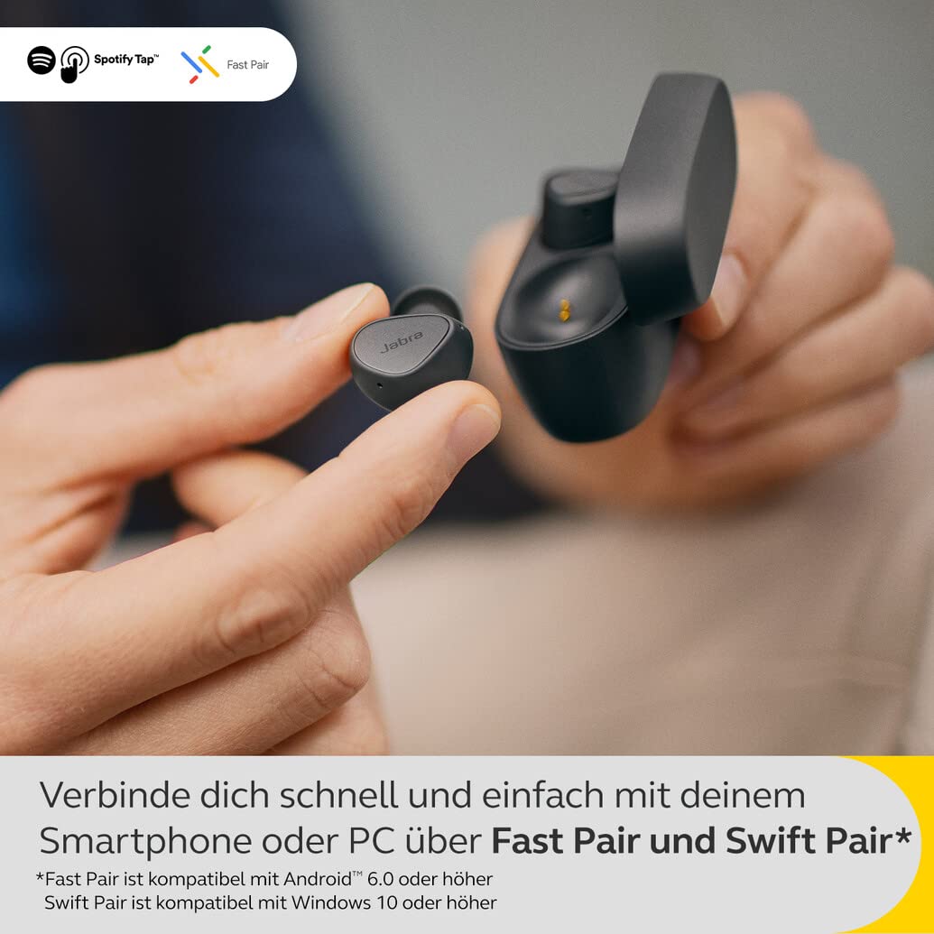 (Open Box)Jabra Elite 4 Wireless Earbuds, Active Noise Cancelling, Comfortable Bluetooth Earphones with Spotify Tap Playback, Google Fast Pair, Microsoft Swift Pair and Dual Pairing - Dark Grey