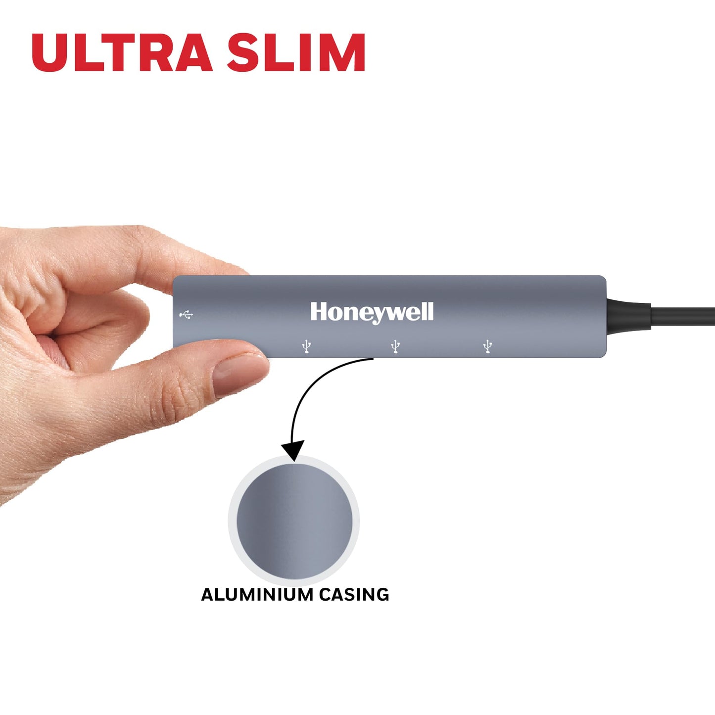 (Open Box) Honeywell Newly Launched 4in1 Ultra Slim Multiport Type C Hub to 1xUSB 3.0 & 3xUSB 2.0 Ports,30cms(1 feet) Cable,DataTransfer Speed Upto 5GBPS,Universally Compatible with All USB,PC,Speaker,Laptop