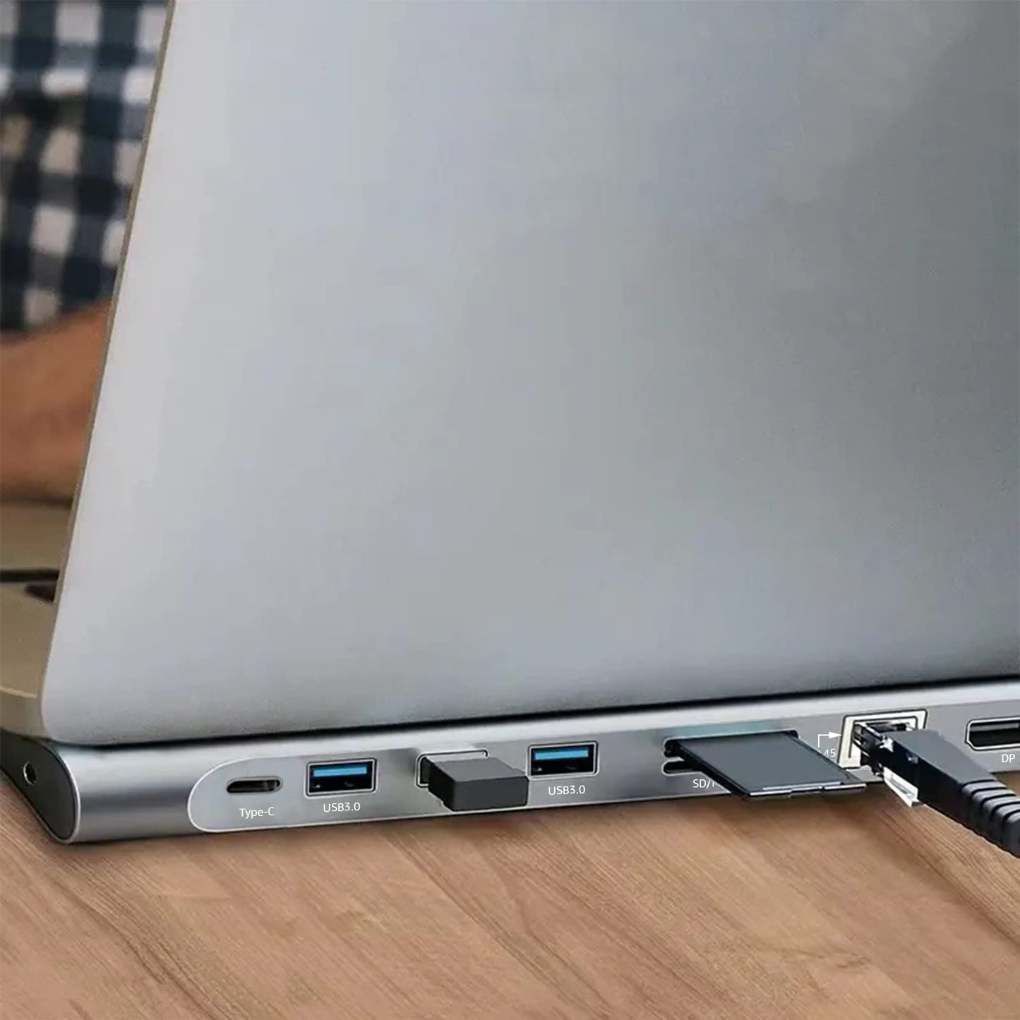 (Open Box) Amazon Basics USB-C Hub Dock 8-in-1 HDCP Aluminium Type-C Adapter with 4K HDMI Port, Ethernet 100mbps Port, USB 3.0 Port, USB-C Power Delivery, TF/SD Card Reader, Mac & Windows USB-C Devices