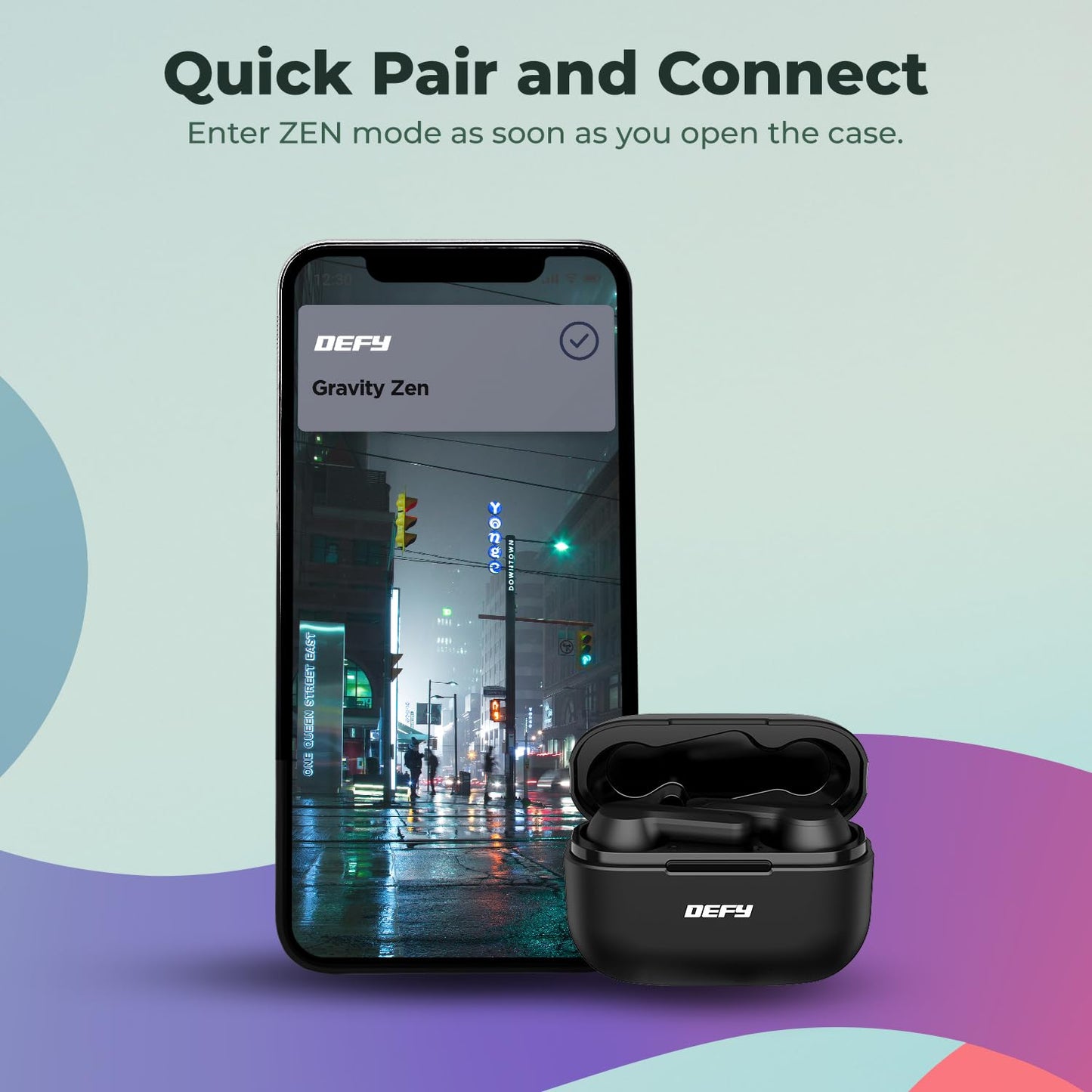 (Without Box)Defy Gravity Zen in Ear TWS Earbuds with 24 HRS Playback, Fast Charge, Low Latency, ENC Solution, Quick Pair & Connect(Bold Black)