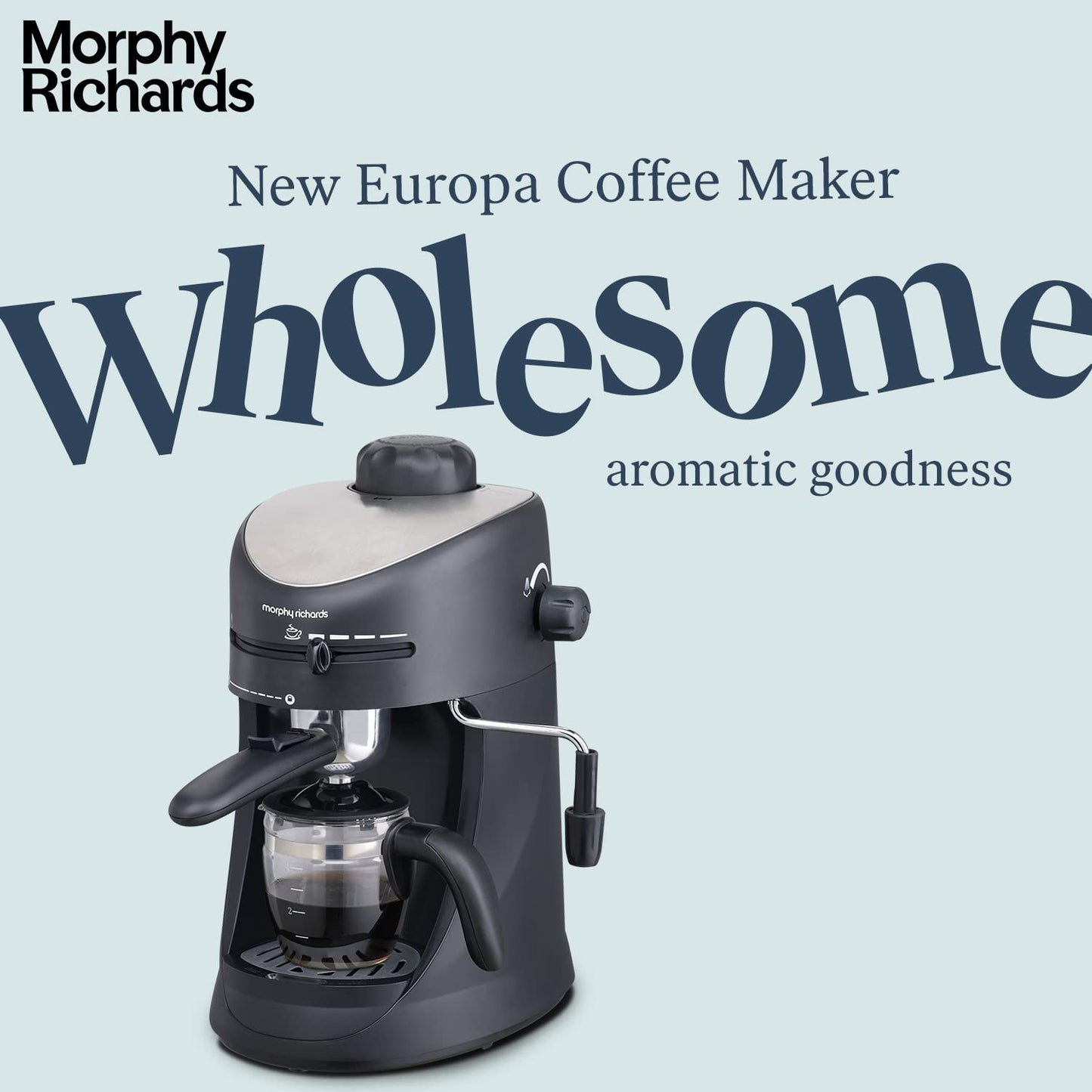 (Open Box) Morphy Richards New Europa 800-Watt Espresso and Cappuccino 4-Cup Coffee Maker (Black)