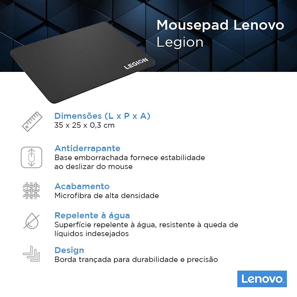 (OPEN BOX)Lenovo Legion Gaming Cloth Mouse Pad | Skid-Proof Rubber Base | Durable Braided Locked Edge Design| Durable high-Density, Water Repellent Microfiber