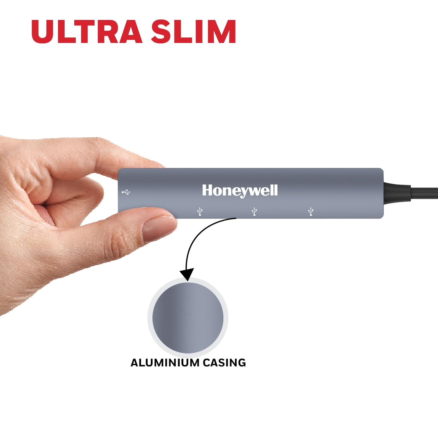 (Open Box) Honeywell Newly Launched 4in1 Ultra Slim Multiport Type C Hub to 1xUSB 3.0 & 3xUSB 2.0 Ports,30cms(1 feet) Cable,DataTransfer Speed Upto 5GBPS,Universally Compatible with All USB,PC,Speaker,Laptop