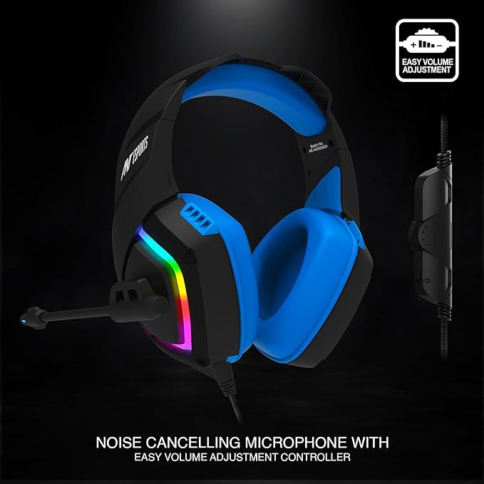 (Open Box) Ant Esports H530 Multi-Platform Pro RGB Gaming Headsetfor PC / PS4 / PS5 / Xbox One / Switch1 with mic, Black Blue