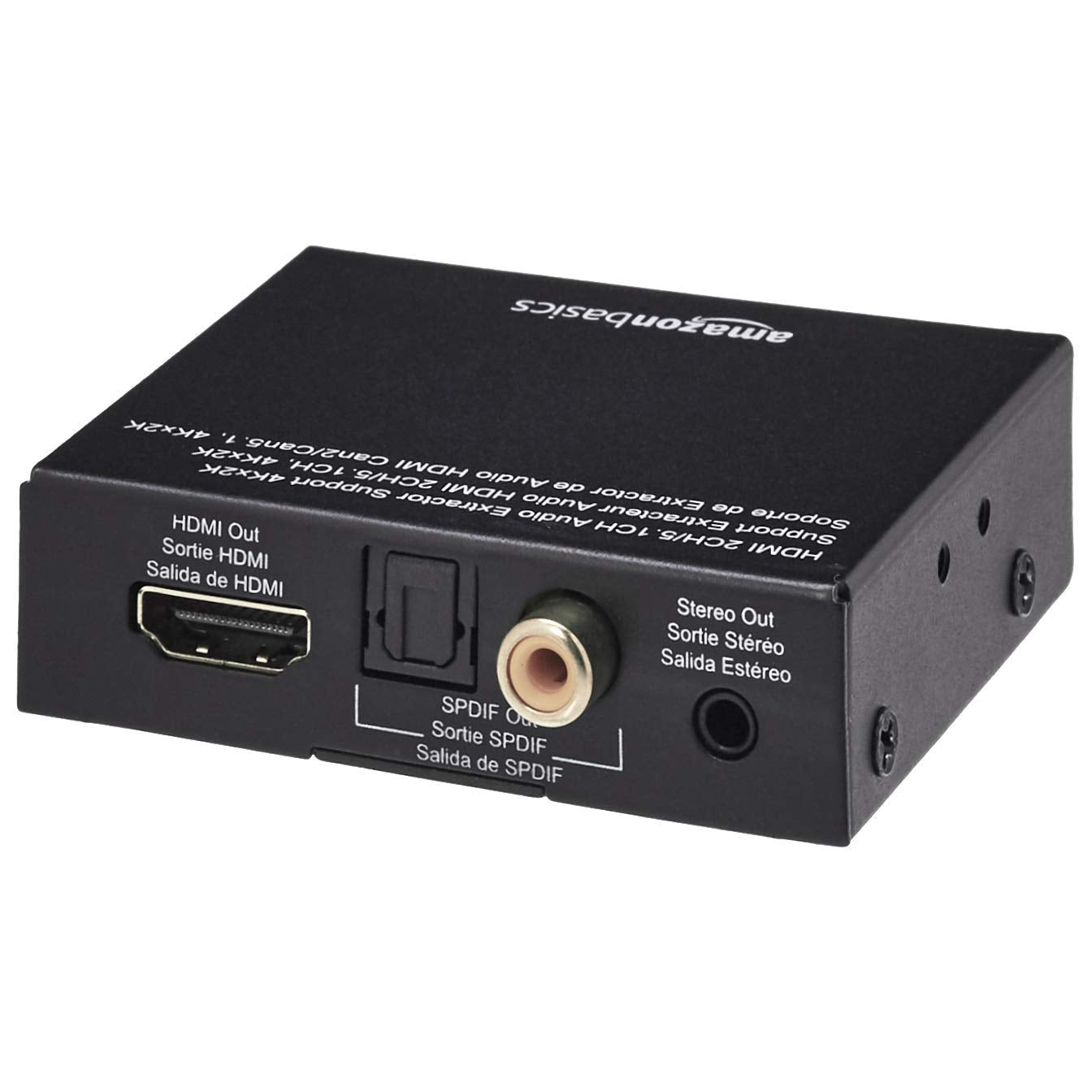 (Open Box) AmazonBasics 4K HDMI to HDMI and Audio (RCA Stereo or Spdif) Extractor Converter (Supports Apple TV,